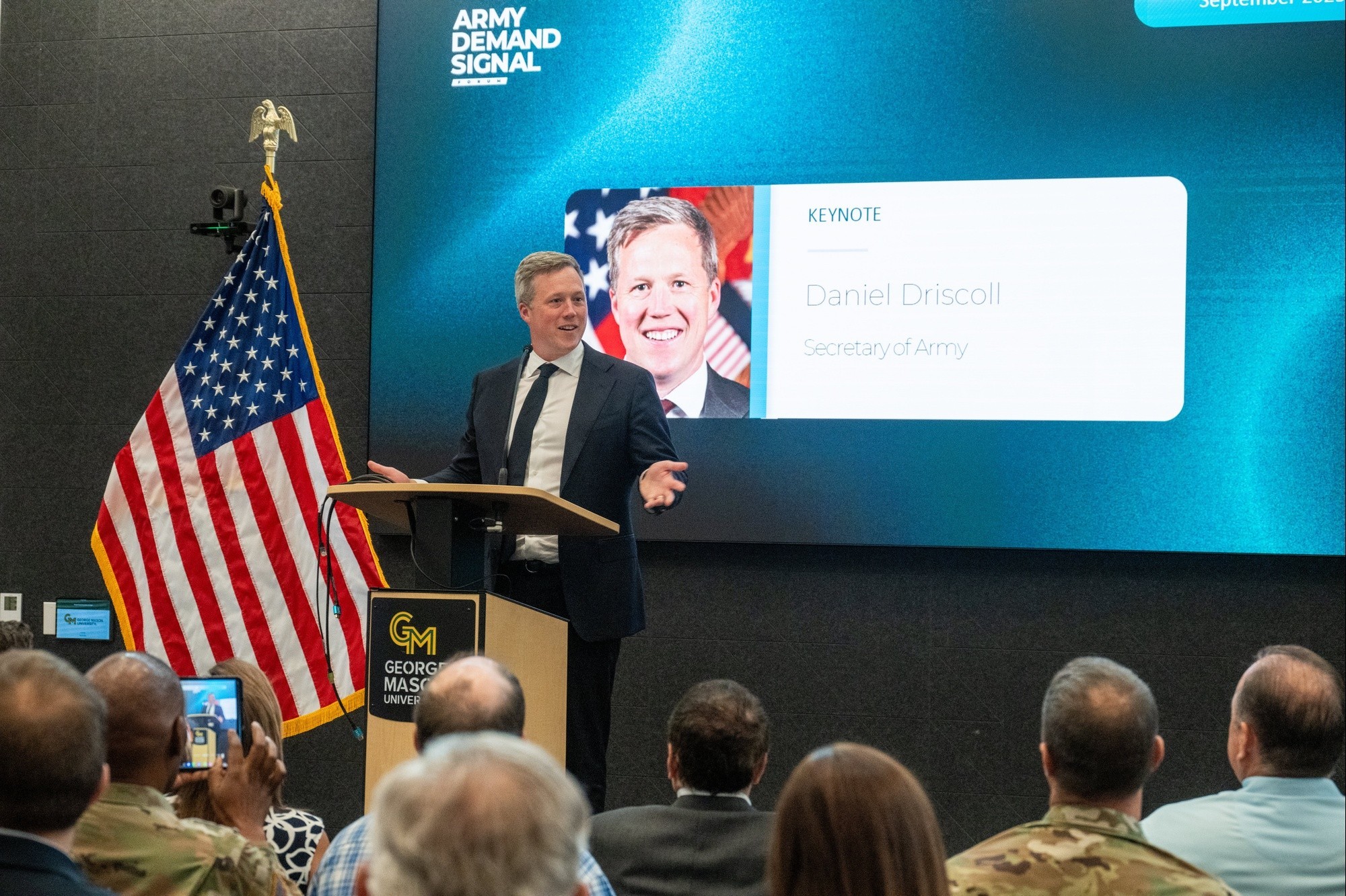 Secretary of the Army Dan Driscoll speaks at the Army Demand Signal Forum, September 15, 2025